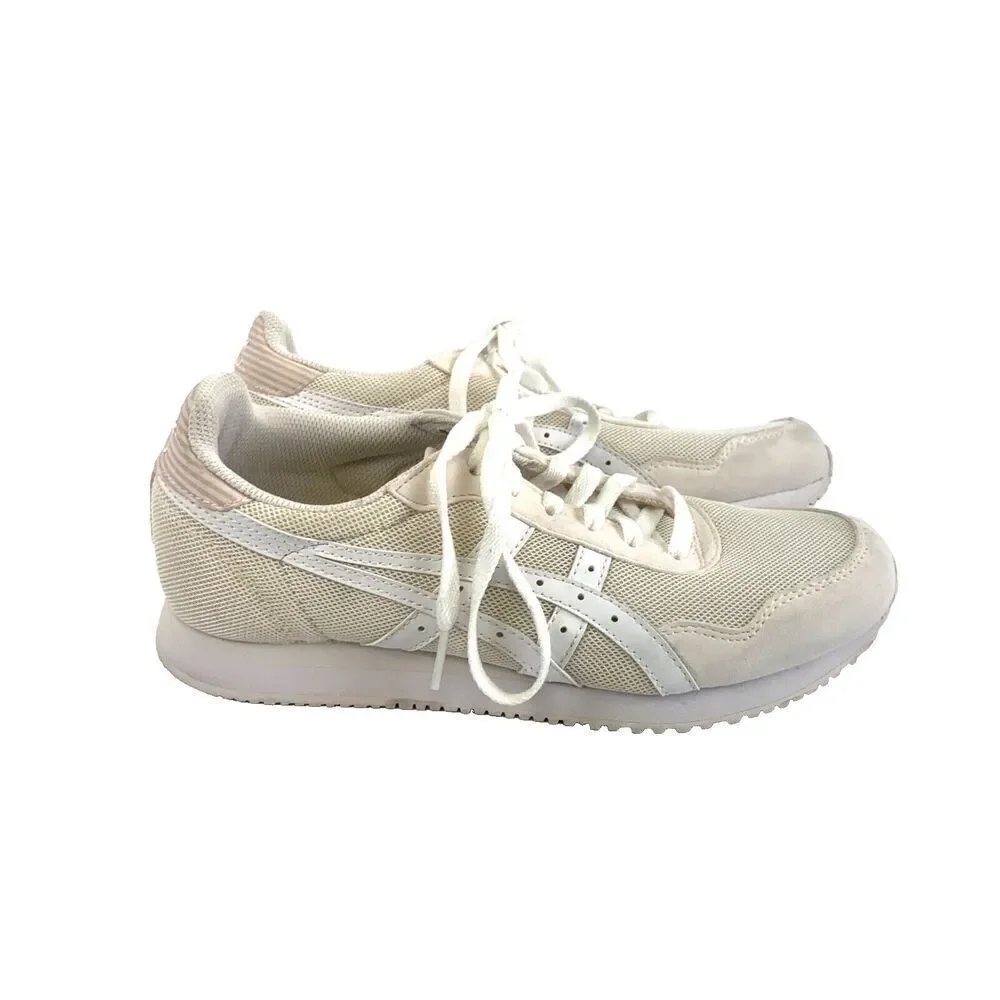 ASICS Tiger Runner Ginger Peach White Back Striped Low Lace Up Light Womens 8.5